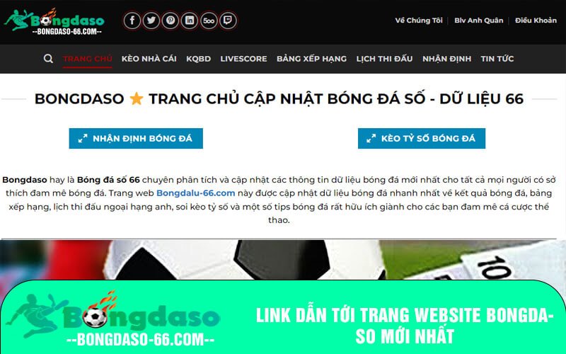 Link dẫn tới trang website Bongdaso mới nhất